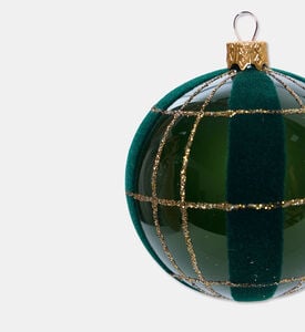 Home Deco and More Glittered Checks Christmas Ball, Green, Packshot View