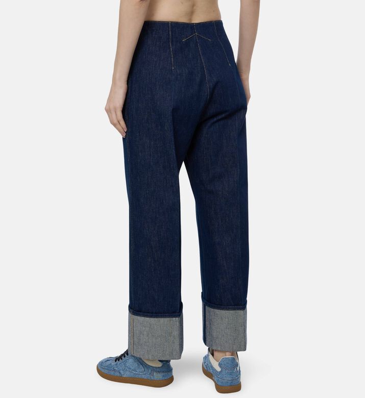 Patou Iconic Denim Folded Hems Pants, Model View