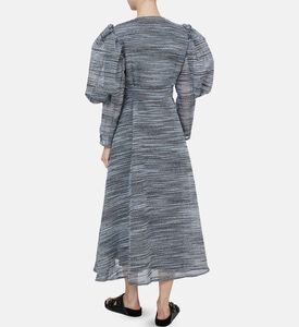 فستان متوسط الطول بصف أزرار أمامي واسع