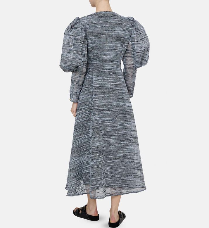 فستان متوسط الطول بصف أزرار أمامي واسع