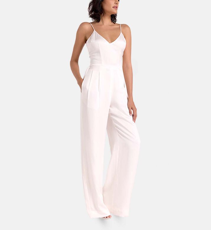 Savanna Silk Strappy Wide-leg Jumpsuit, Model View