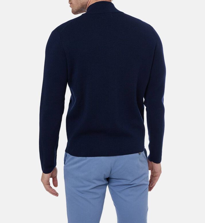 سترة طويلة الأكمام محبوكة بصوف ميرينو