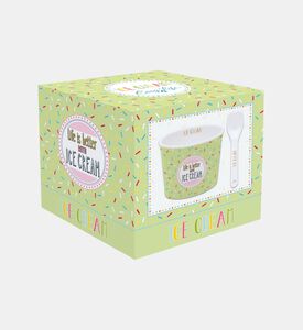 وعاء بوظة دائري بتصميم غرافيكي