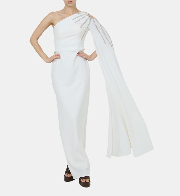 Asymmetrical Beaded Maxi Dress