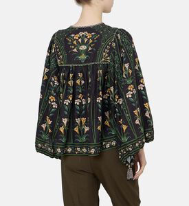 Flowers Arch Linen Blend Long-sleeve Blouse Flowers Arch Linen Blend Long-sleeve Blouse