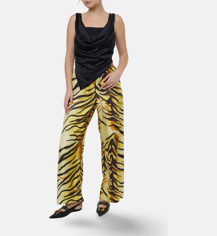 Nanushka Brenda Tiger Twill Silk Trousers, Model View