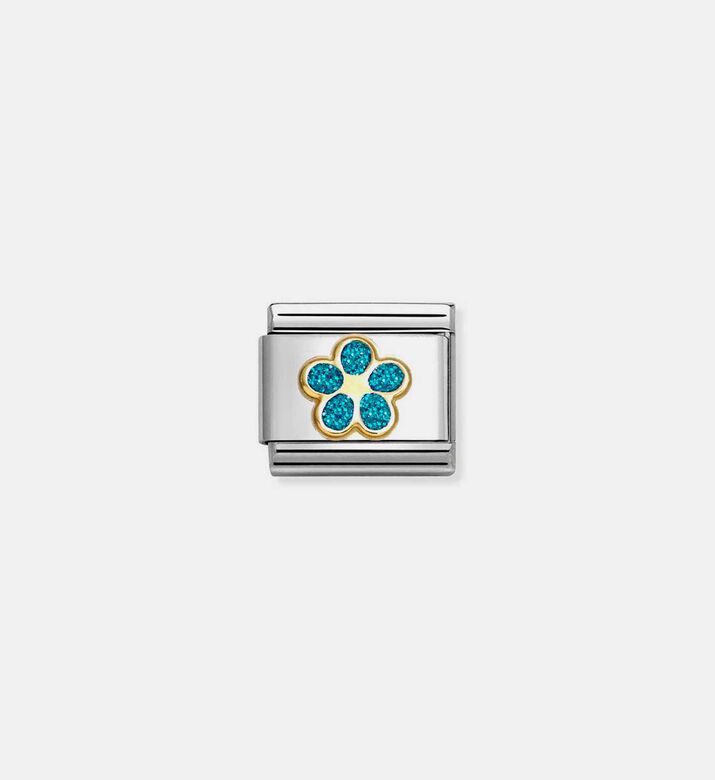 Composable Classic Light Blue Glitter Flower