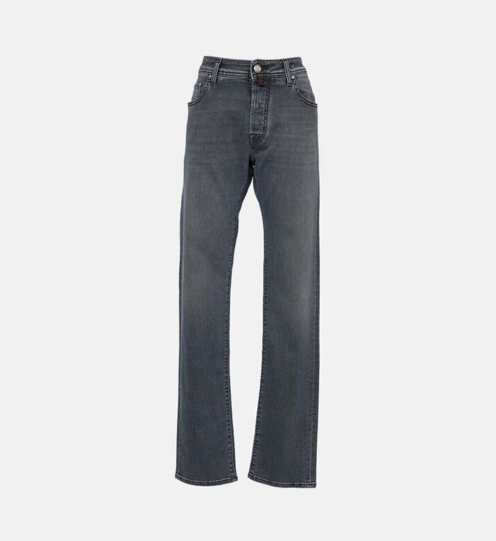 جينز مستقيم بساق بتأثير باهت