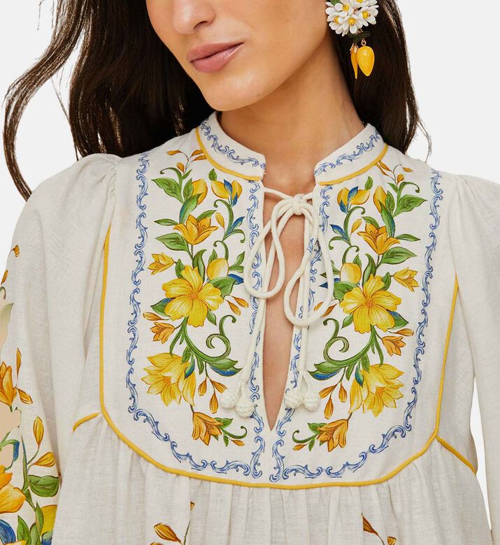 Sicily Botanical Pattern Long-sleeve Dress Sicily Botanical Pattern Long-sleeve Dress