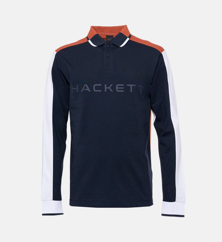 Hackett London Logo-print Long-sleeve Polo Shirt, Packshot View