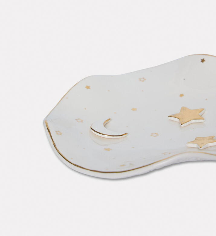 Noorena Ramadan Moon Gold Glazed Ceramic Dish, Packshot View