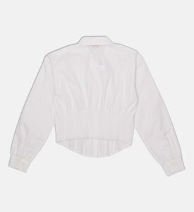 قميص قصير بأكمام طويلة منفوخة