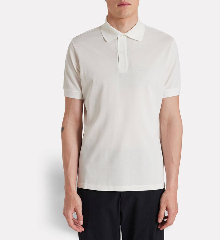 Paul Smith Contrasting Stripe Placket Polo Shirt, White, L, Model View