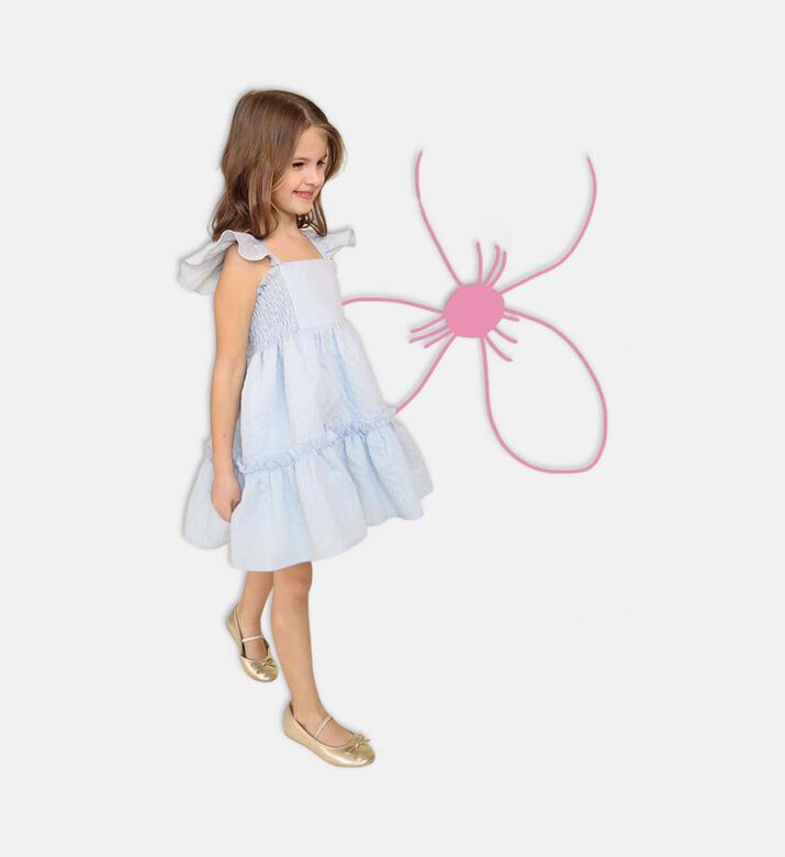 فستان متدرج مكشكش بأكمام منفوشة