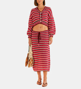 تنورة كروشيه بخطوط ملونة