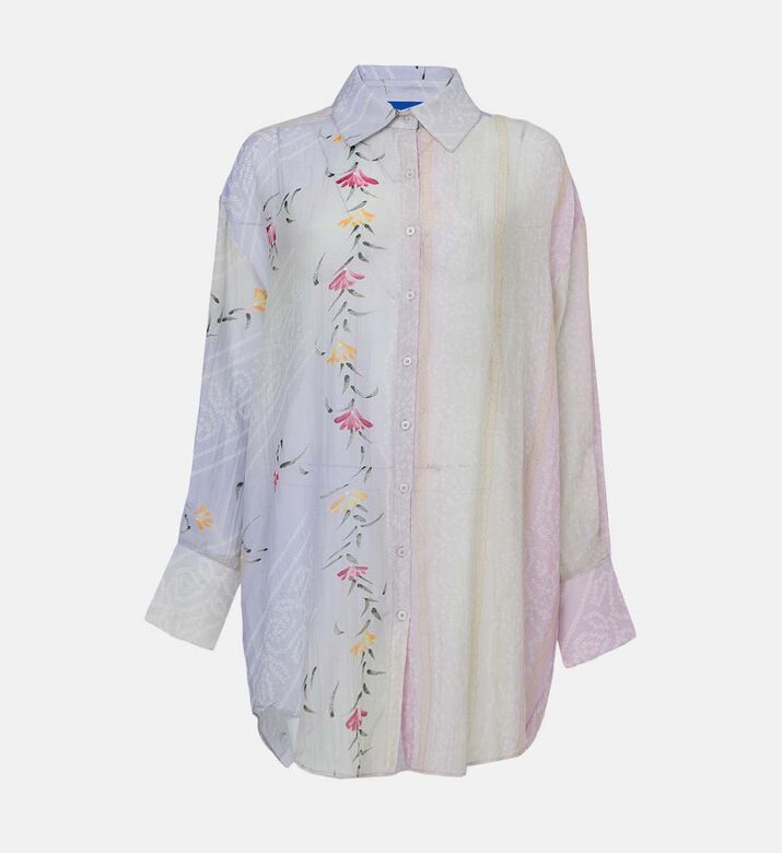 قميص بصف أزرار بطبعة أزهار متعدد الألوان