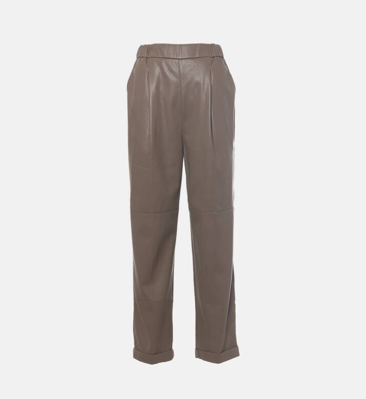 Mes Demoiselles Elastic Waistband Regular-fit Pants, Brown, 42, Packshot View