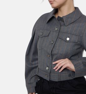 Ganni Pinstripe Cropped Jacket, Model View
