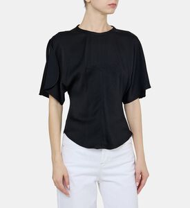 بلوزة كارليتا بأكمام قصيرة ساتان