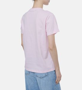 Ganni Logo-embroidery Short-sleeve T-shirt, Pink, L, Model View