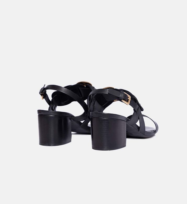 Leather Block Heel Sandals