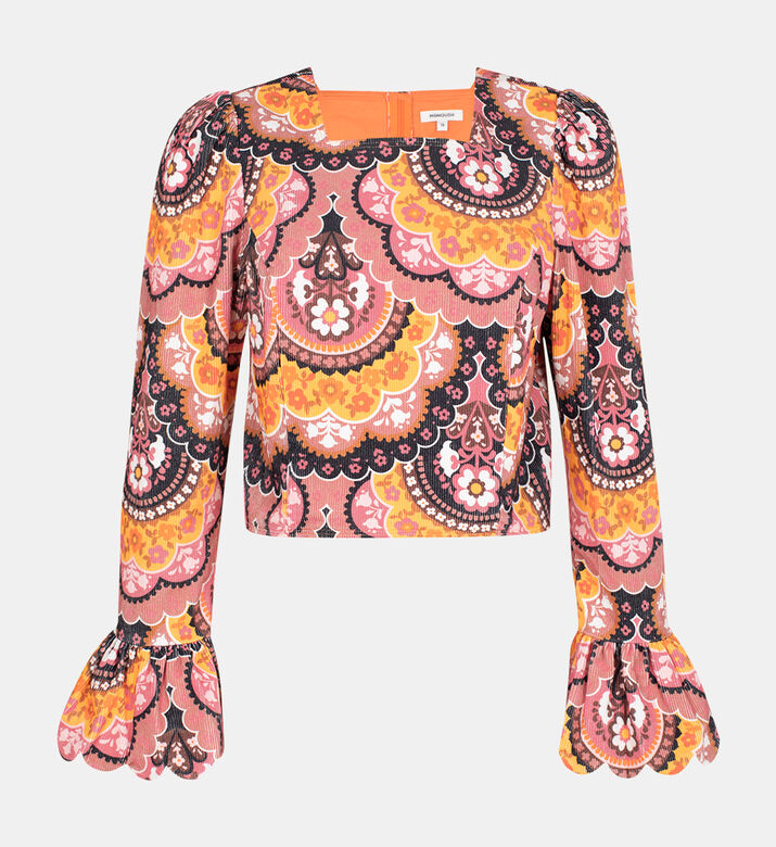 Flower Fall Velvet Crop Top