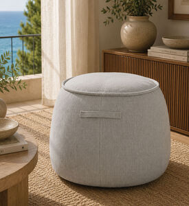 Light and Living Sibiu Textured Round Pouf, Grey, Packshot View