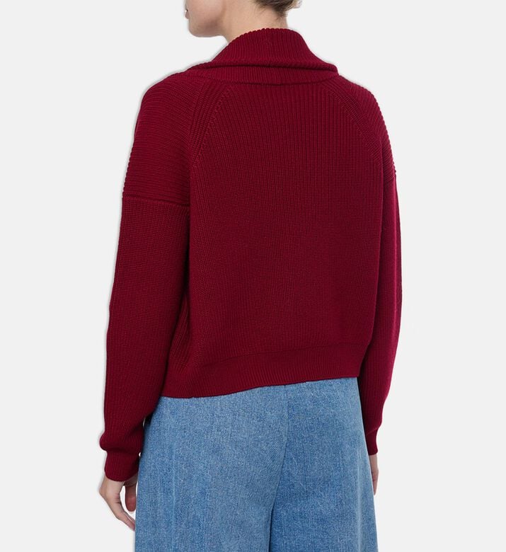 Forte-Forte Merino Wool Shawl Collar Cardigan, Red, L, Model View