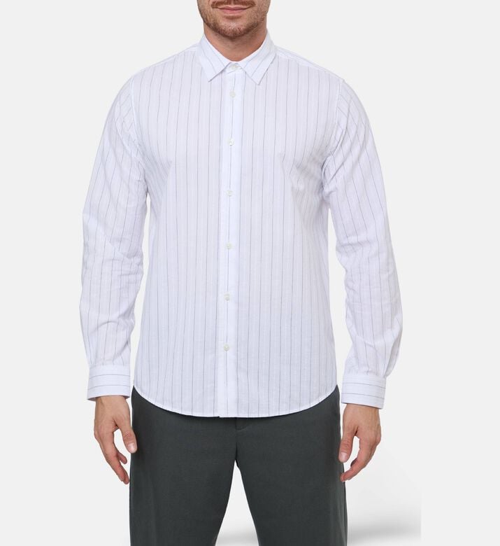 Samsoe Saryan X Stripe-print Button Closure Shirt, Model View