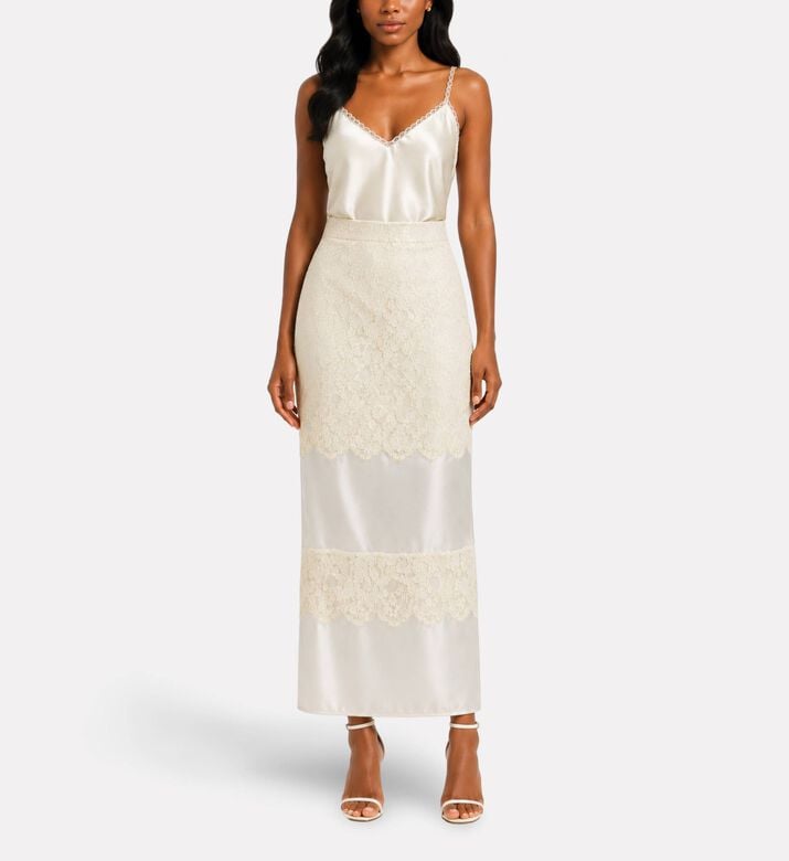 Savanna Lace Organza Pencil Skirt, Model View