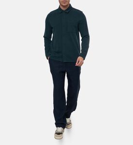 Vince Jersey Button Closure Long-sleeve Shirt, Blue, S, Model View