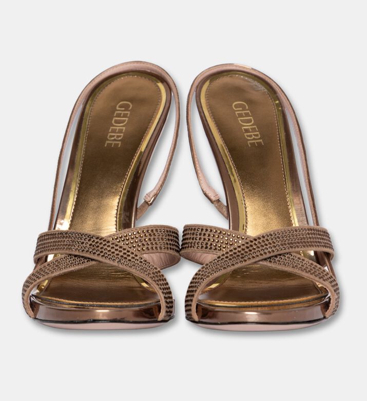 Gedebe Chrissy Rhinestone Embellished Slingback Sandals, Brown, Eu-40, Packshot View