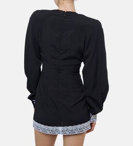 Rowen Rose High-contrast Scalloped Lace Trim Tunic Dress, Model View