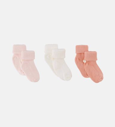 Ribbed Cuffs 3-piece Socks Set