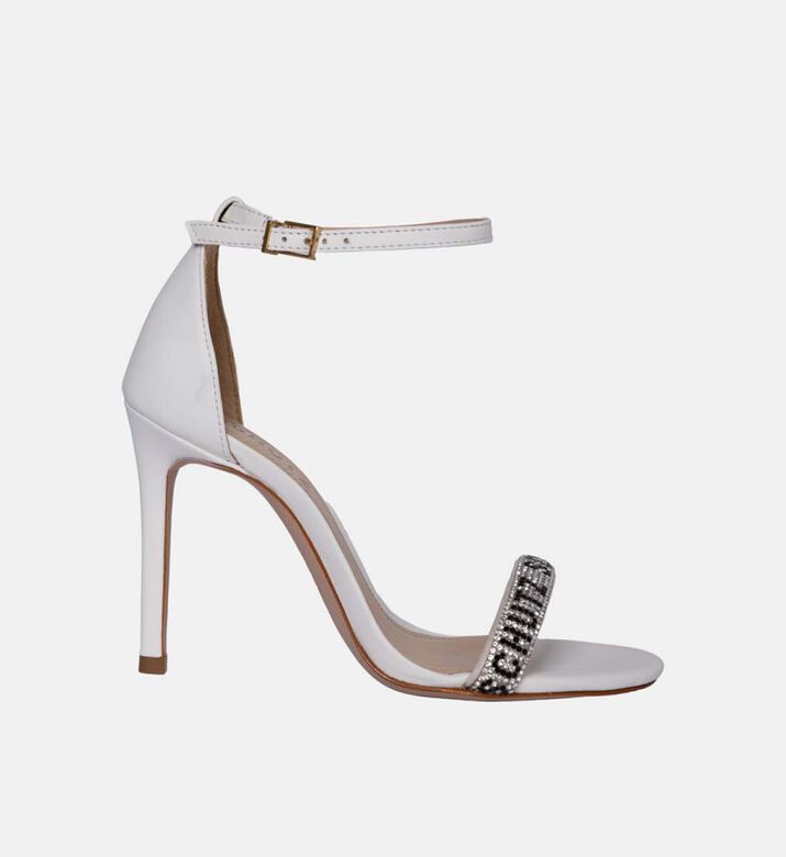 Leather Crystal Strap Heels