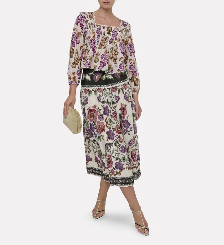 Farm Rio Grape Garden Blouse, Model View