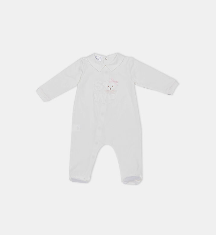 Bear-embroidery Dungaree 3-piece Set