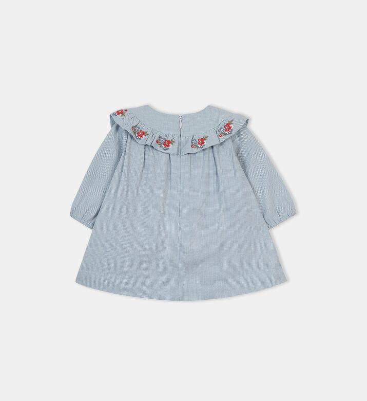 Cotton Floral-embroidery Flared Dress