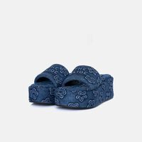 The Puffy Daisy Denim Platform Sandals