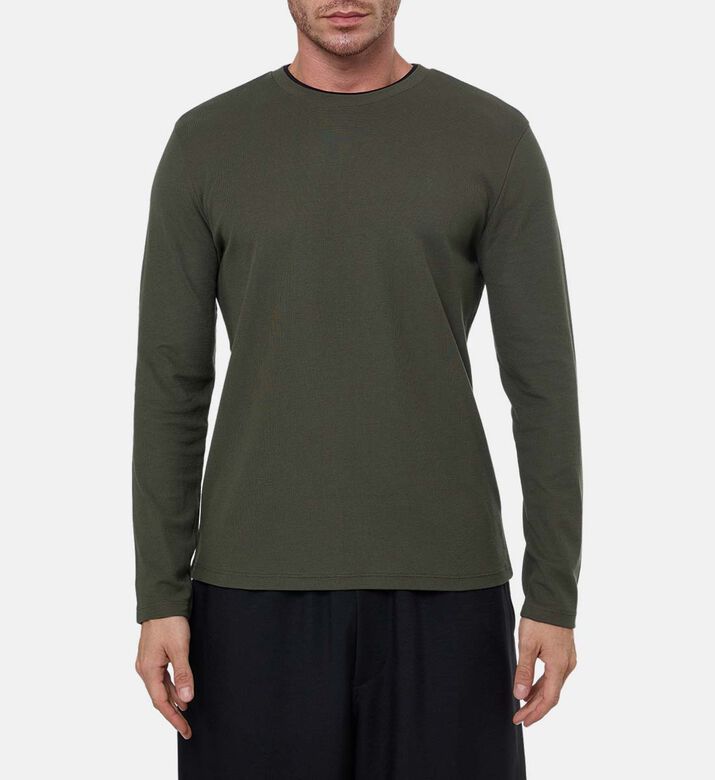 Vince Terrapin Crewneck Long-sleeve Sweater, Green, L, Model View