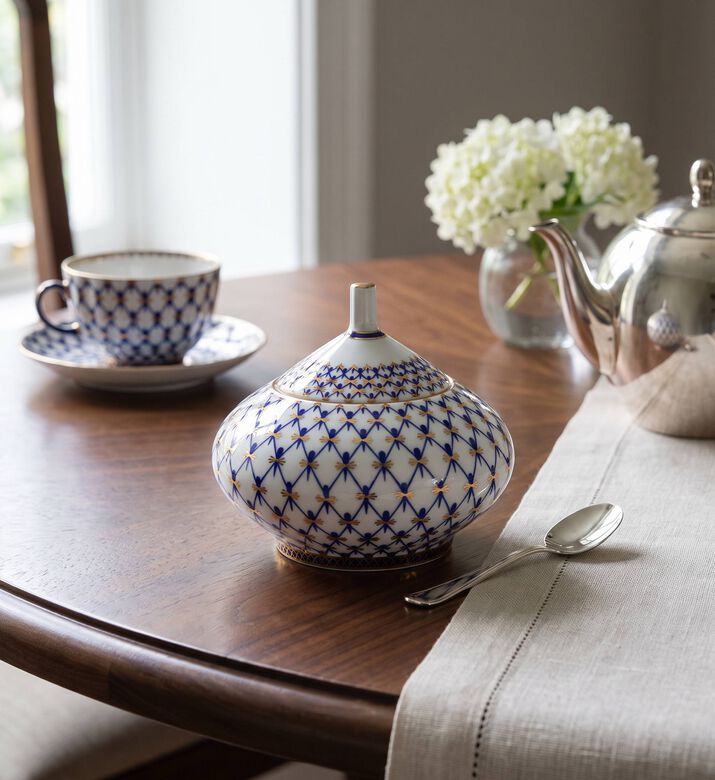 Imperial Cobalt Net Cupola Sugar Bowl, Model View