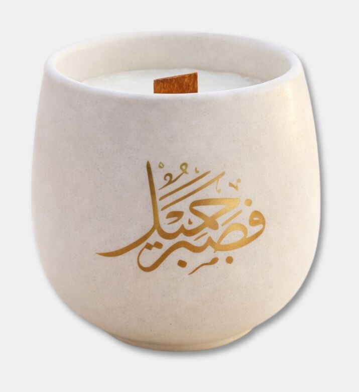 Tohfa Luxe Arabic Calligraphic Tranquil Clay Soy Wax Oud Candle, Packshot View