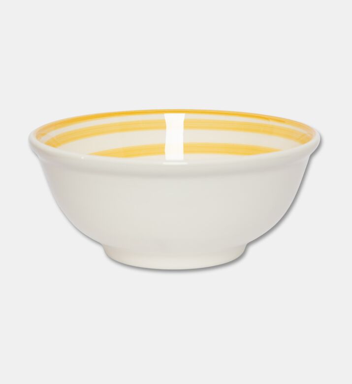 Easy Life Hand-painted Round Ceramic Bowl, Yellow, Packshot View