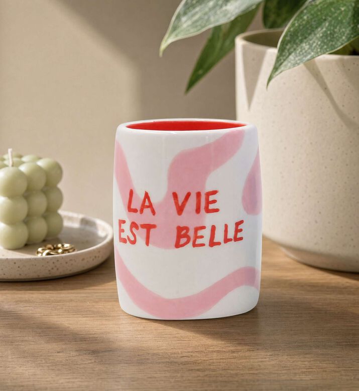 Que Rico Ceramic Graphic Design Tumbler, Model View
