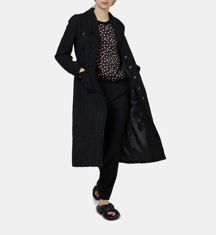 Tweed Buttoned Midi Coat