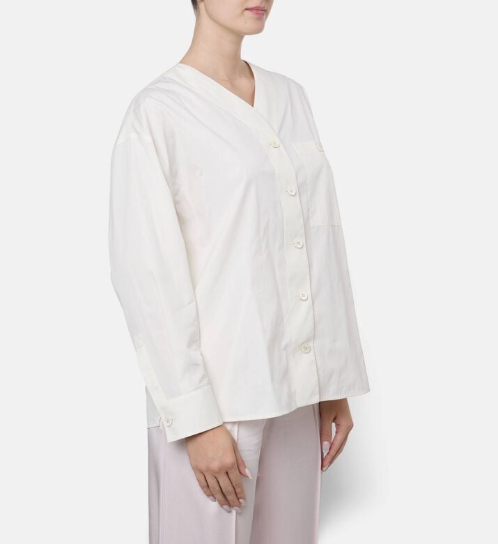 Jil Sander Collarless V-neck Utility Shirt, Model View
