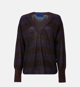 Striped Shimmery V-neck Sweater Striped Shimmery V-neck Sweater