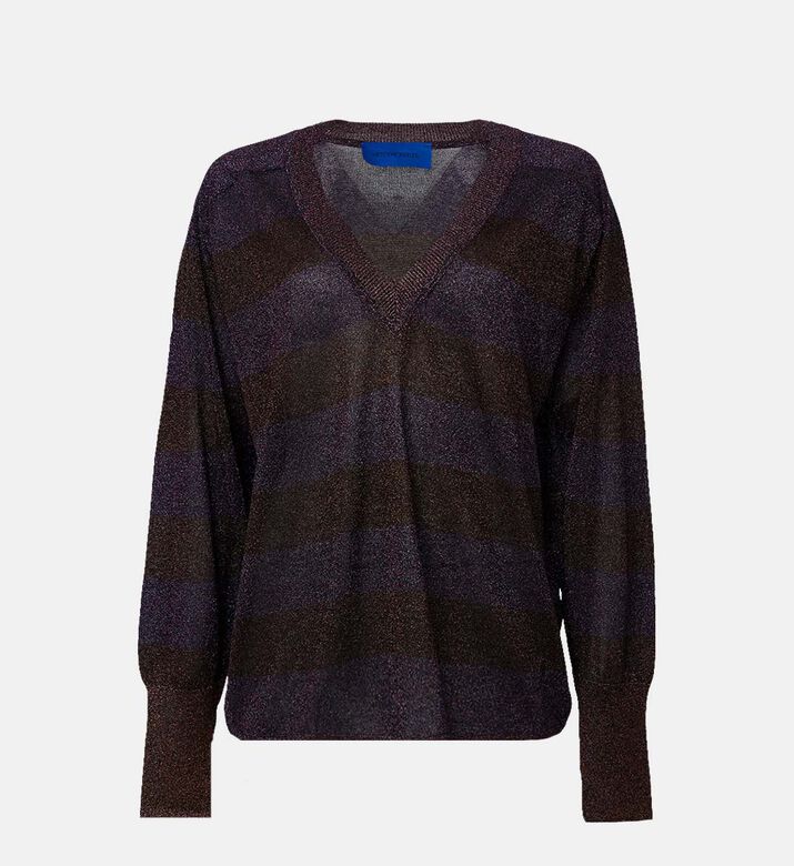 Striped Shimmery V-neck Sweater Striped Shimmery V-neck Sweater