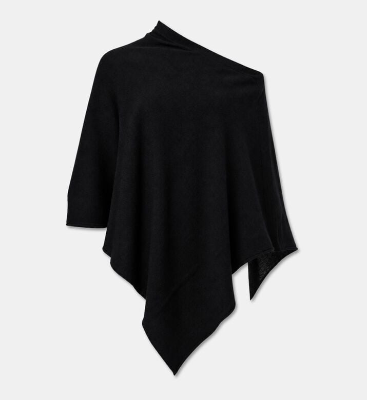 Galeries Lafayette Knit V-neck Sleeveless Poncho, Black, Packshot View