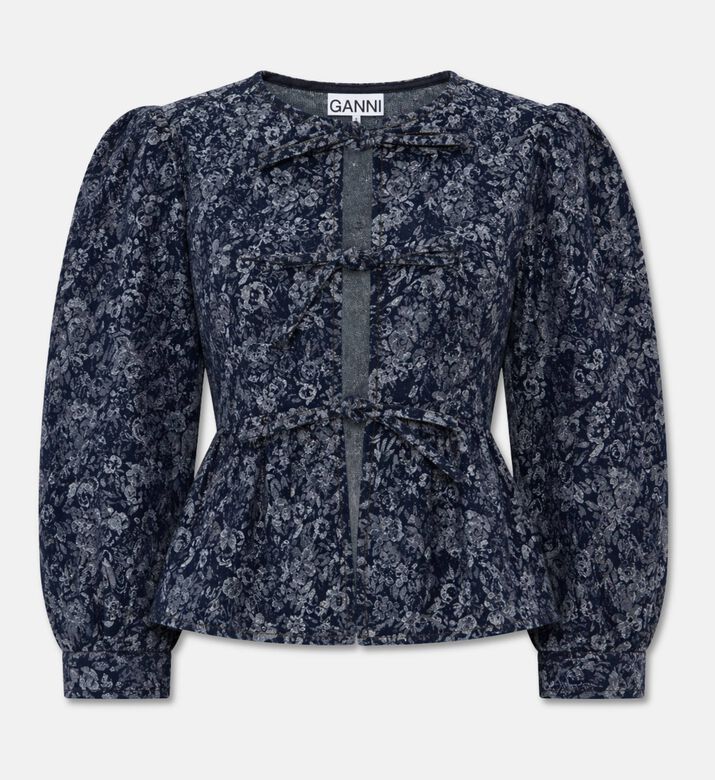 Ganni Floral Jacquard Long-sleeve Blouse, Packshot View